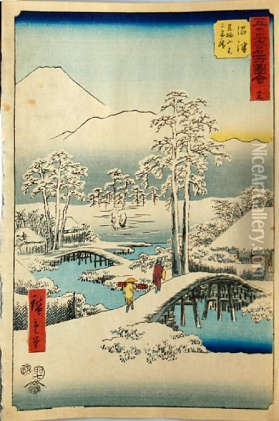 Numazu Oil Painting - Utagawa or Ando Hiroshige