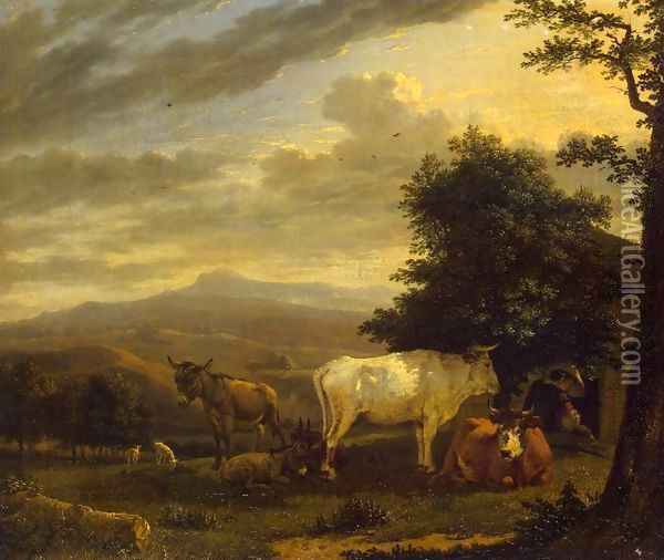Landscape with Cattle Oil Painting - Karel Dujardin