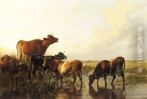 In The Canterbury Meadows 2 Oil Painting - Thomas Sidney Cooper