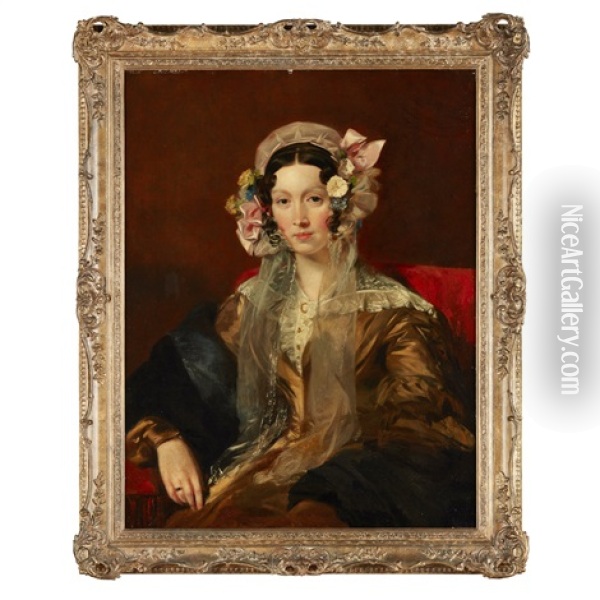 Half Length Portrait Of Mrs Jeremiah Greatorix Oil Painting - Andrew Geddes
