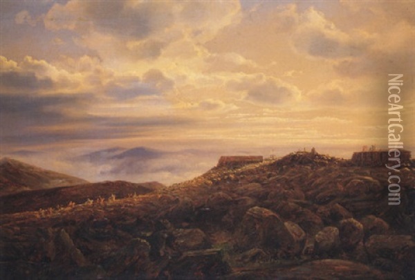 Summit House, Mount Washington Oil Painting - Ferdinand Reichardt
