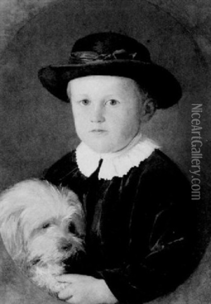 Bildnis Eines Knaben Mit Seinem Hund Oil Painting - Ferdinand von Rayski