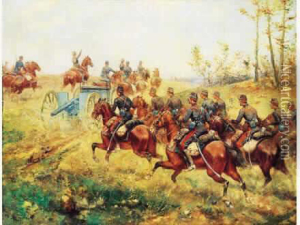 Regiment D' Artilleurs Oil Painting - Paul Emile Leon Perboyre