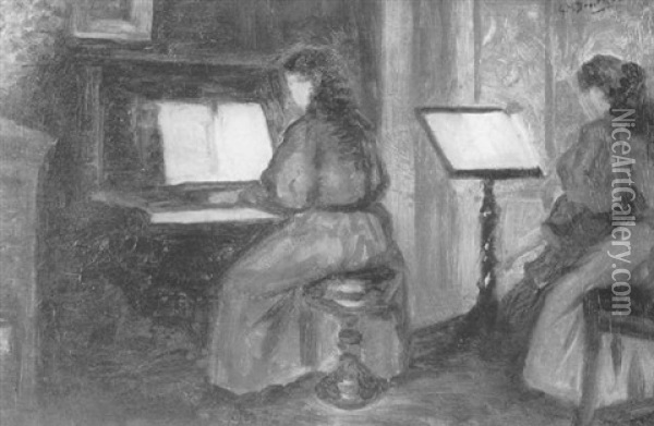 Interieur Mit Musizierenden Damen Oil Painting - George Hendrik Breitner