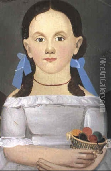 Portrait Of A Little Girl With Basket Of Fruit Oil Painting - William Matthew Prior