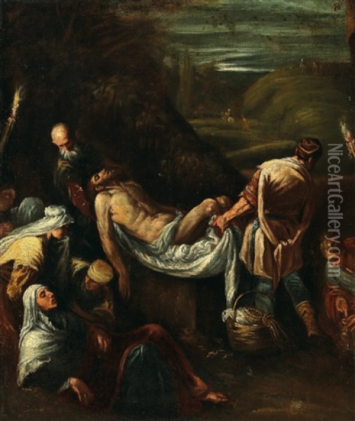 The Entombment Of Christ Oil Painting - Jacopo dal Ponte Bassano