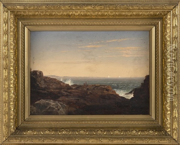 A Scene On Mount Desert Island, Maine, Likely Thunder Hole Oil Painting - Francis Shedd Frost