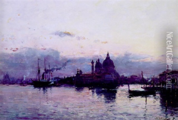 La Lagune A Venise Et Le Palais Des Doges Oil Painting - Jean Baptiste Olive