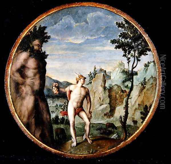 Perseus Turning Atlas to Stone Oil Painting - Gillis Congnet