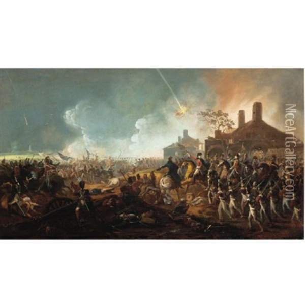 The Duke Of Wellington At La Haye Sainte, The Battle Of Waterloo Oil Painting - William Sadler the Younger