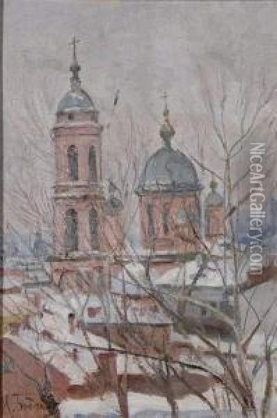 Ville En Russie Sous La Neige Oil Painting - Isaak Israilevich Brodsky