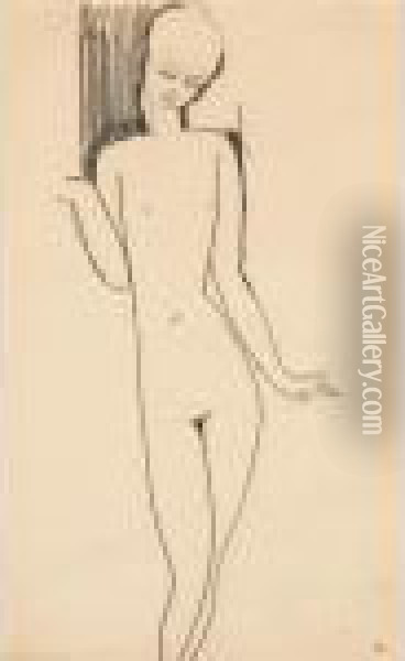 Femme Nue, Vue De Face Oil Painting - Amedeo Modigliani