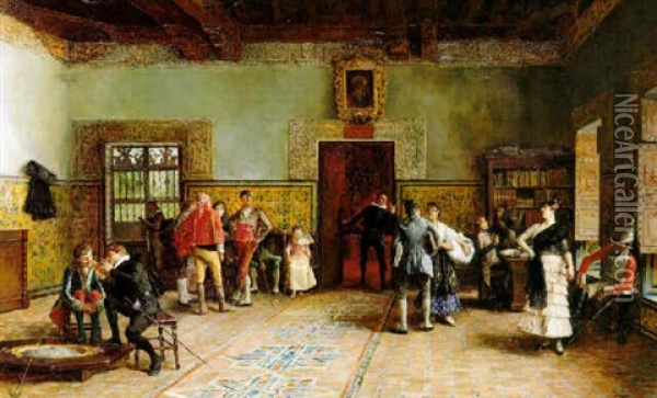 The Family Dispute Oil Painting - Luis Jimenez Y Aranda