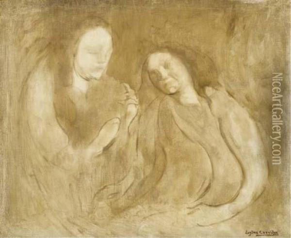 Deux Femmes Oil Painting - Eugene Carriere