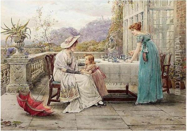 Afternoon Tea Oil Painting - George Goodwin Kilburne