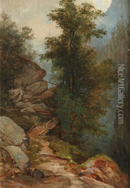 Lavka V Lese Oil Painting - Alois Kirnig