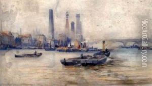 Thames View 
London Oil Painting - Robert Ernest Roe