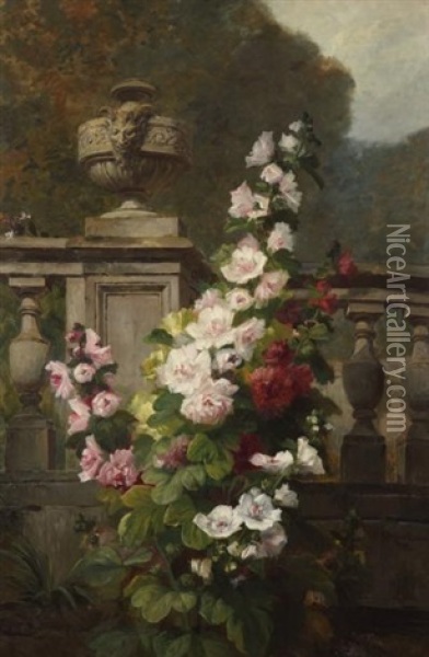 Nature Morte Aux Roses Oil Painting - Emile-Henri Brunner-Lacoste