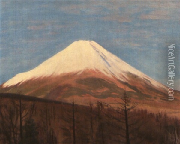 Mount Fuji By Lake Yamanaka Oil Painting - Kanae Yamamoto