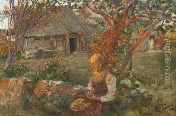 De Sista Solstralarna Oil Painting - Carl Olof Larsson