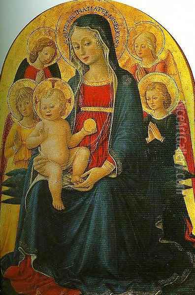 Madonna and Child with Angels Oil Painting - Bartolomeo Caporali