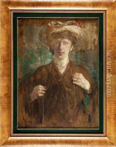 Portret Kobiety W Kapeluszu Oil Painting - Olga Boznanska