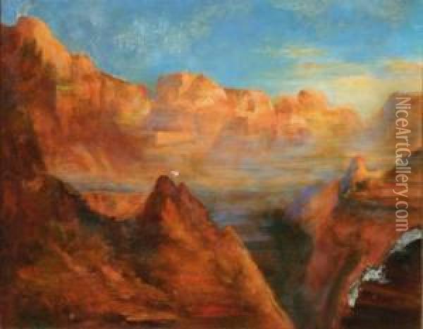 View Of The Grand Canyon Oil Painting - Lucien Whiting Powell