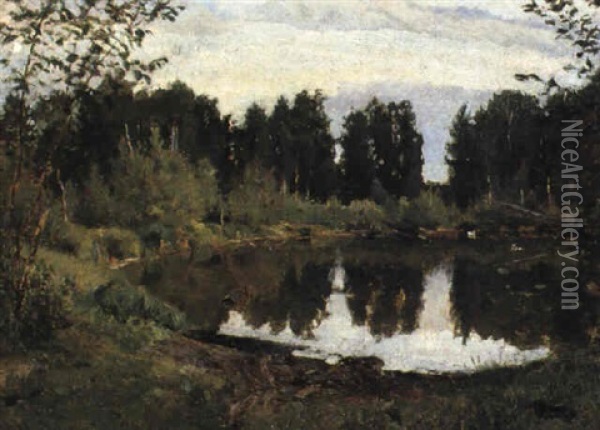 Woodland Pond Oil Painting - Ilya Semenovich Ostroukhov