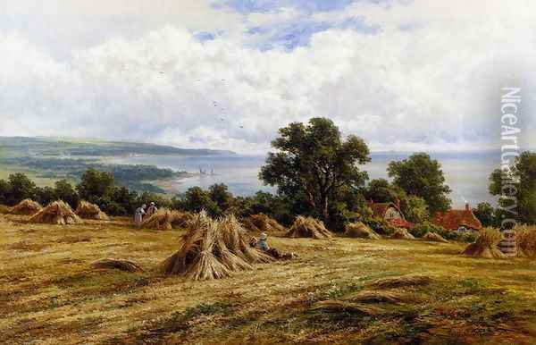 Harvesting By The Sea Oil Painting - Henry Hillier Parker