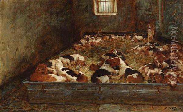 Hounds Resting Oil Painting - George Wright