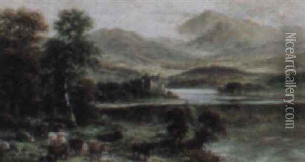 Loch Awe And Kilchurn Castle Oil Painting - William Langley