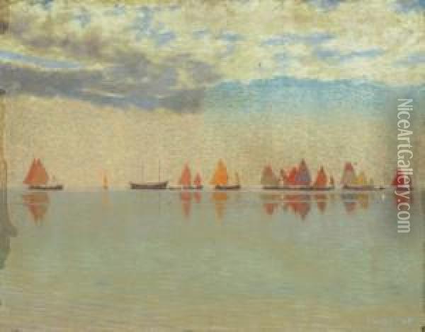 Sailboats Oil Painting - Hugo Poll