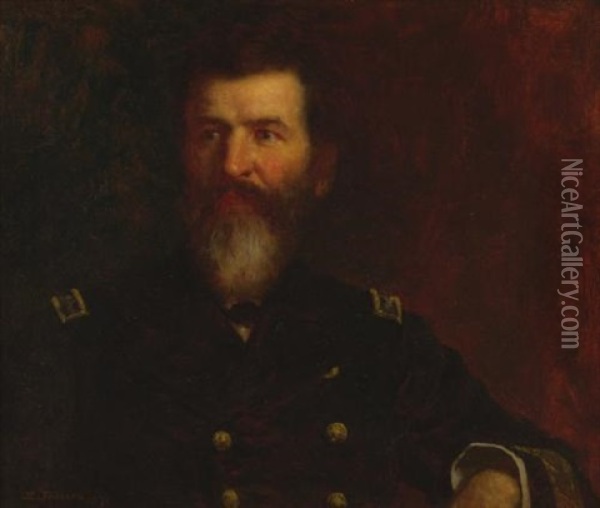Portrait Of Commodore Philip Carrigan Johnson, Jr. Oil Painting - Eastman Johnson