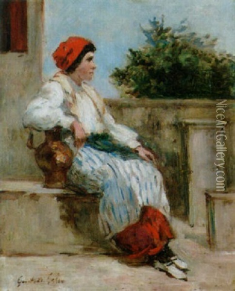 Junge Italienerin Mit Wasserkrug Oil Painting - Gustave Henri Colin