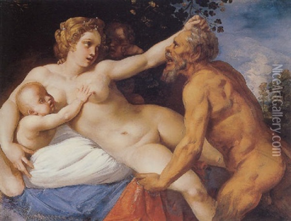 Jupiter And Antiope Oil Painting - Giuseppe Cesari