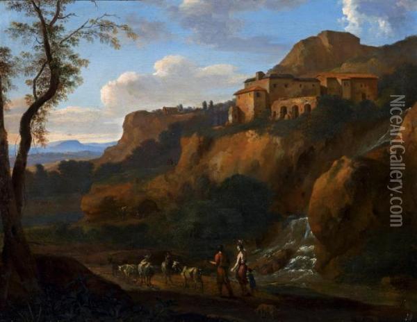 Landschaft Bei Tivoli Oil Painting - Cornelis Van Poelenburch