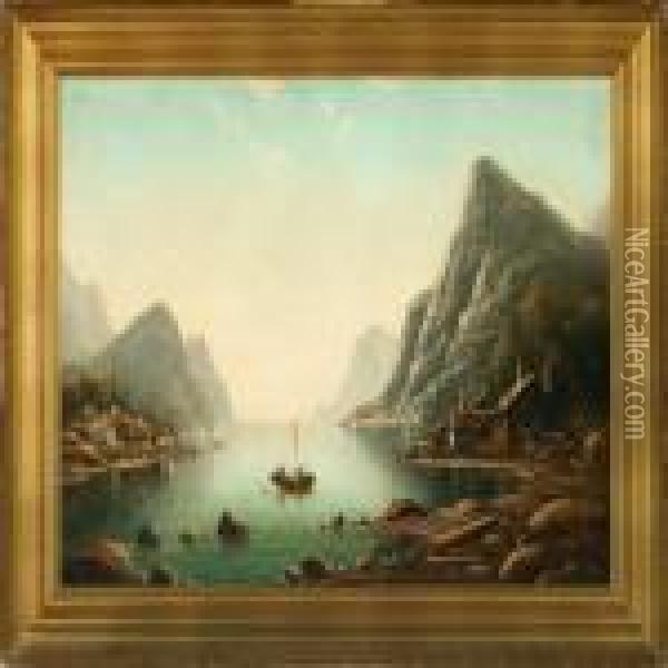 Norwegian Fiord Oil Painting - Nils Hans Christiansen