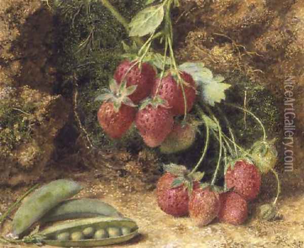 Strawberries and Peas Oil Painting - John Sherrin
