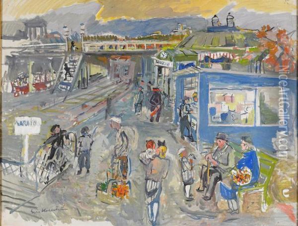 Stocksunds Station Oil Painting - Eric Hallstrom