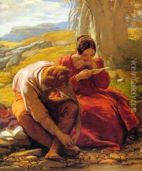 The Sonnet 1839 Oil Painting - William Mulready