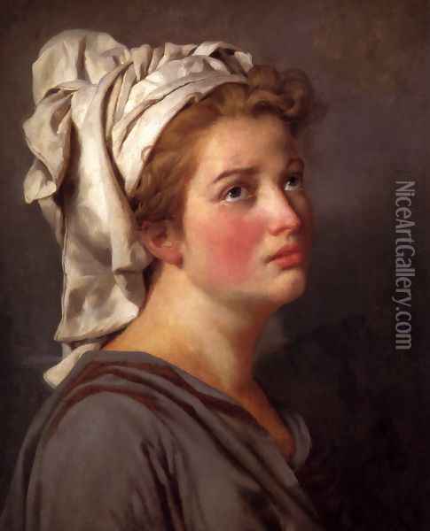 Portrait Of A Young Woman In A Turban Oil Painting - Jacques Louis David