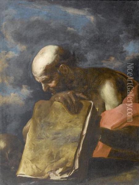 Heiliger Hieronymus Mit Totenschadel Und Buch Oil Painting - Giuseppe Antonio Petrini