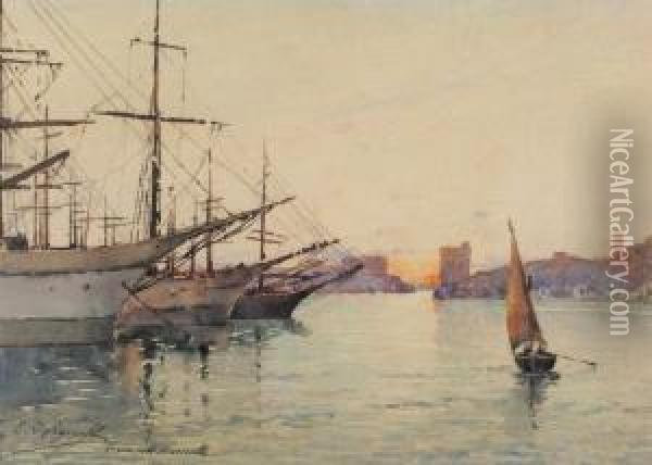 Le Vieux Port De Marseille Oil Painting - Ernest Designolle
