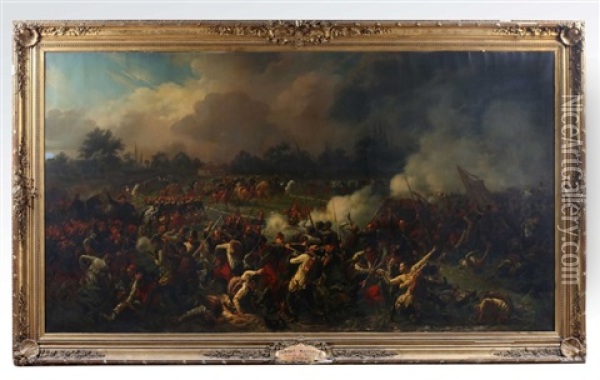 Le General Espinasse Au Combat De Marcallo, Lors De La Bataille De Magenta Oil Painting - Jules Rigo