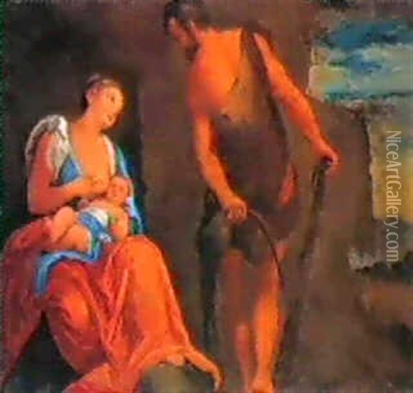 La Famiglia Di Caino Oil Painting - Giovanni Antonio Fumiani