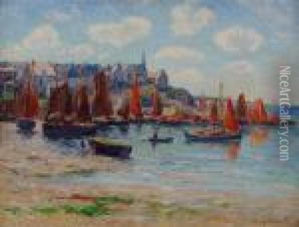 French, - Le Port De Poulgoazec,bretagne Oil Painting - Henri Moret