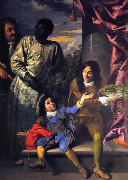 Portrait of Four Servants of the Medici Court Oil Painting - Anton Domenico Gabbiani