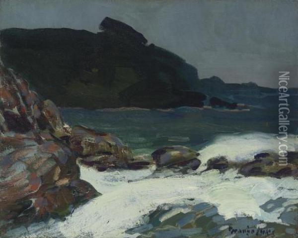 The Ledge, Cape Elizabeth, Maine Oil Painting - George Luks