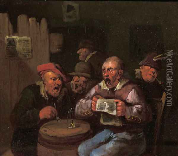 Boors singing in a tavern Oil Painting - Egbert van, the Younger Heemskerck