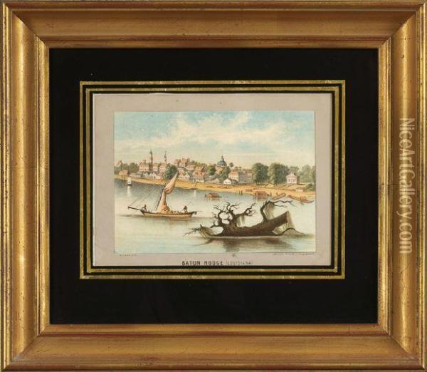 View Ofbaton Rouge From The Mississippi River Oil Painting - Henry Lewis